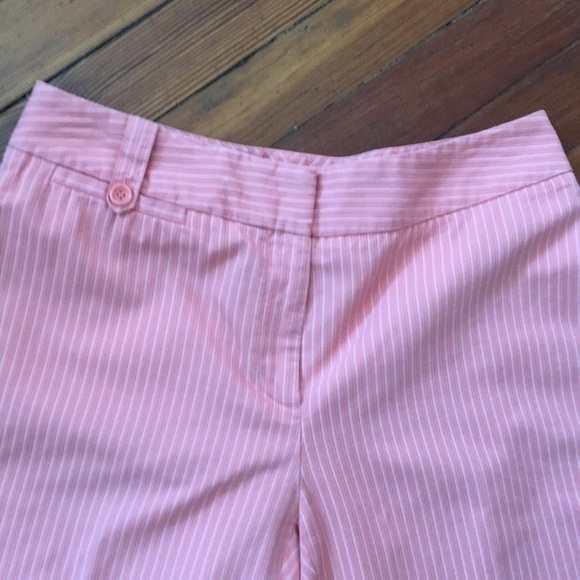 Ann Taylor Peach pin striped culottes with cuffs - Picture 2 of 10